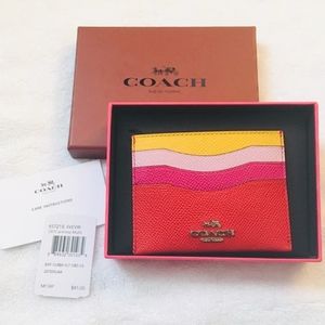 🆕 Coach Carmine/Multi Colorblock Card Case, Boxed